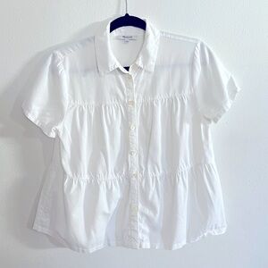 Madewell White Cropped Blouse